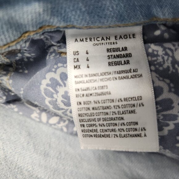 American Eagle Jeans Womens 4 Blue Curvy Mom Jean Distressed Stretch High Waist - Picture 7 of 13